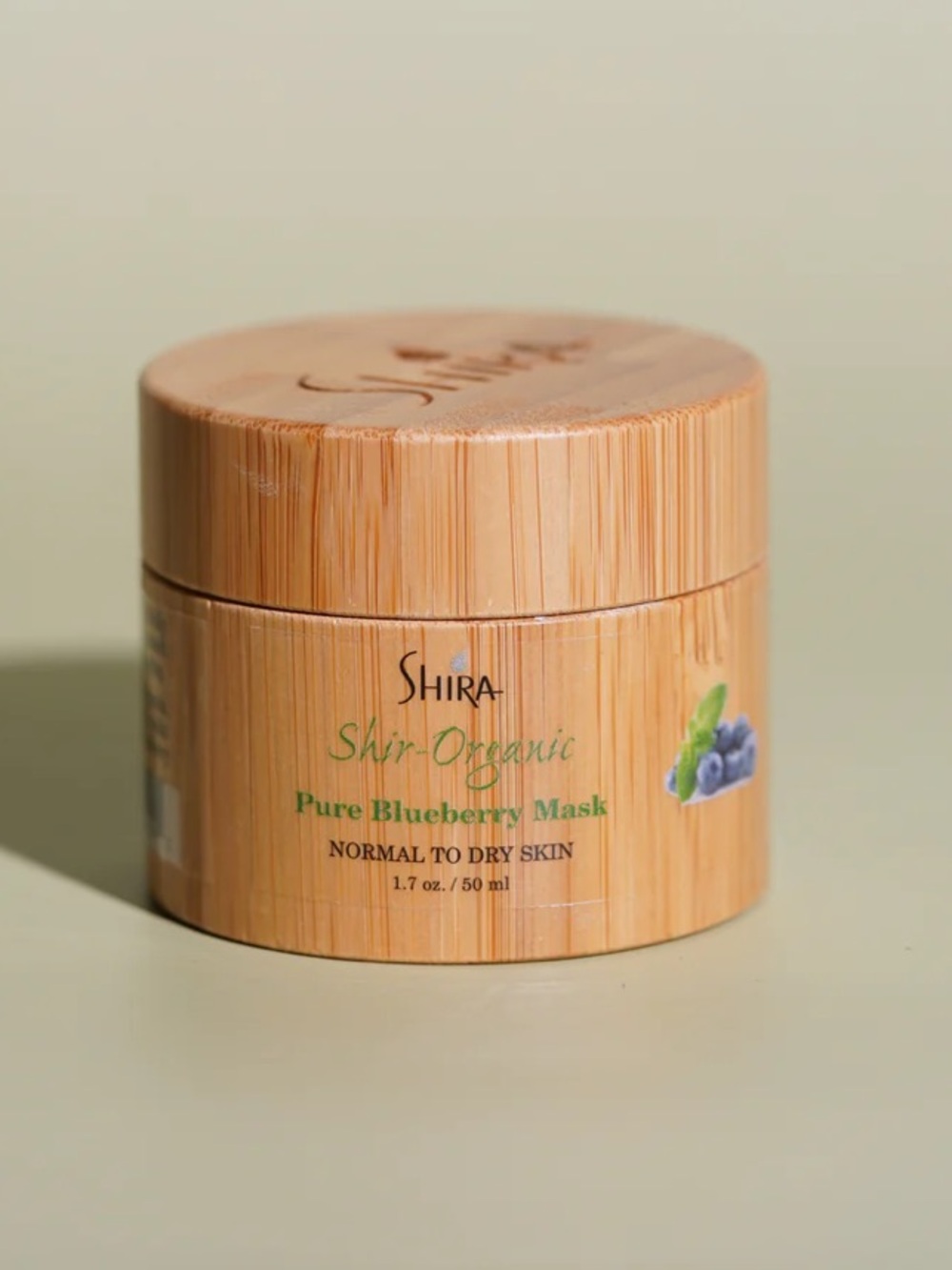 Shira Organic Pure Blueberry Mask - Cream Bamboo Jar for Normal to Dry Skin